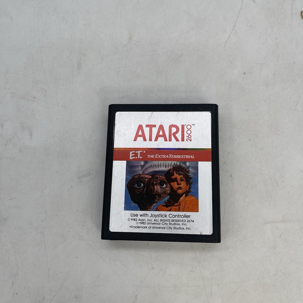 E.T. The Extra-Terrestrial (Atari 2600, 1982) Cart Only Tested (No Side Label)